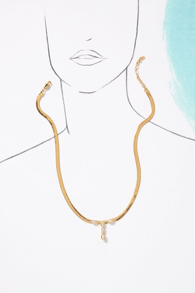 Luv Aj Bianca Drop Crystal Snake Chain Necklace #2