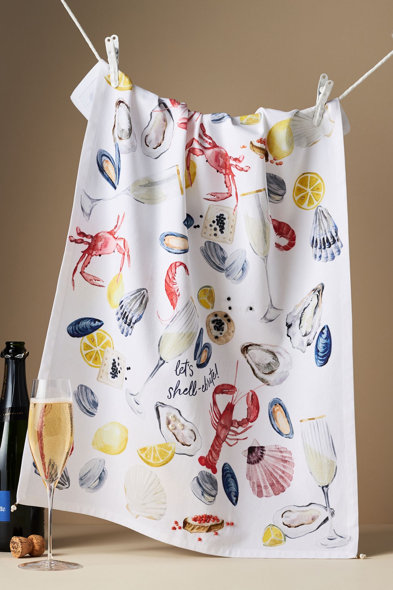 Let's Shellebrate Embroidered Dish Towel - White, One Size
