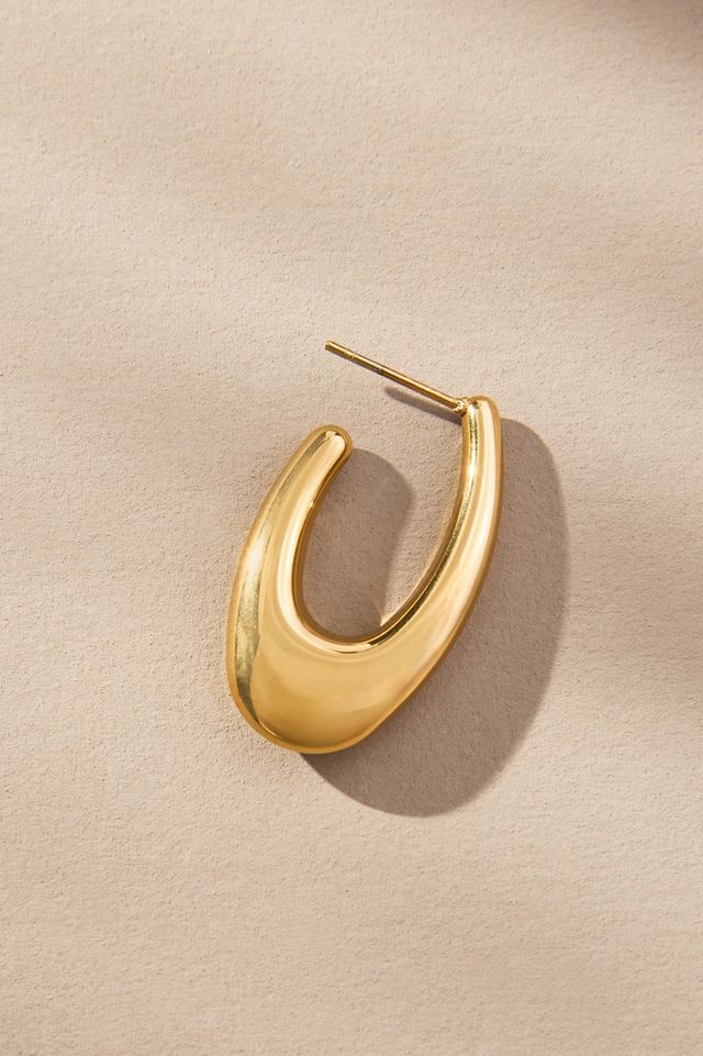 Thick Oblong Hoop Earrings #1