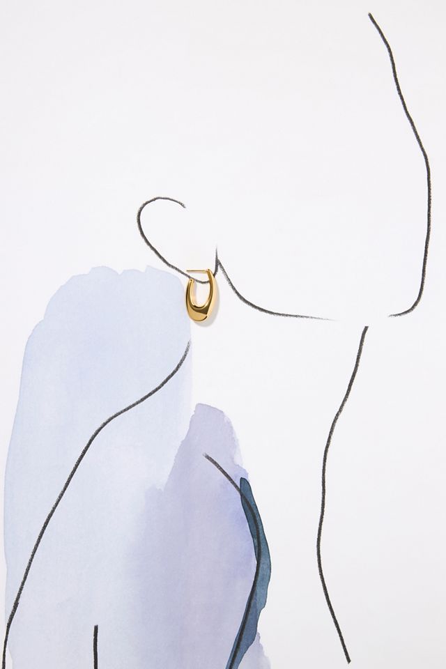 Thick Oblong Hoop Earrings #2