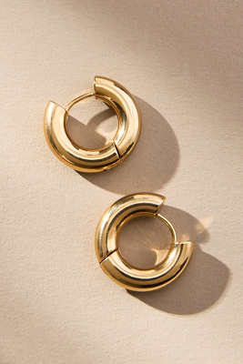 By Anthropologie Thick Puffy Hinged Huggie Hoop Earrings In Gold