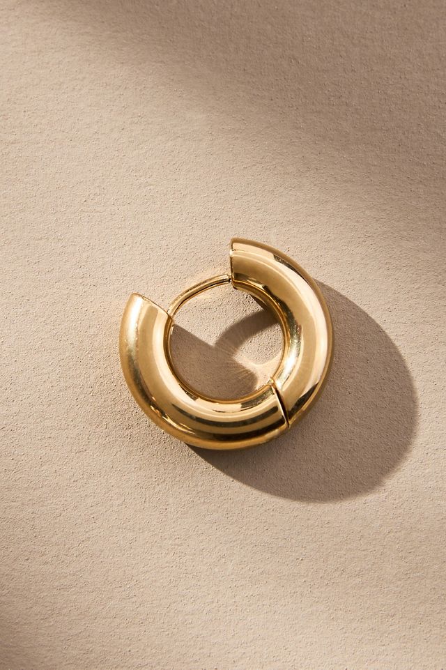 Thick Puffy Hinged Huggie Hoop Earrings #3