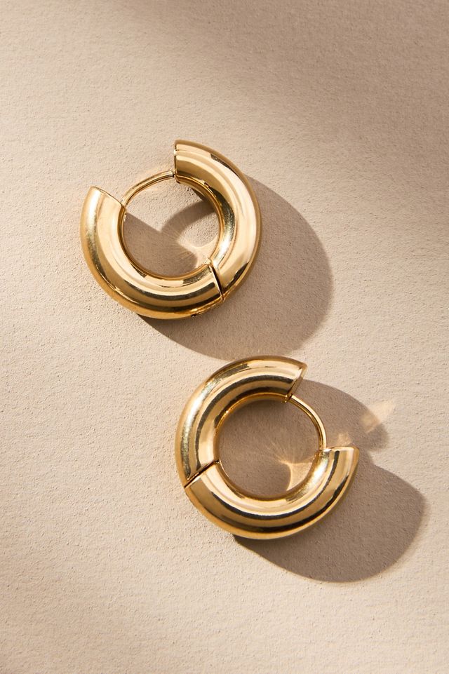 Thick Puffy Hinged Huggie Hoop Earrings #2