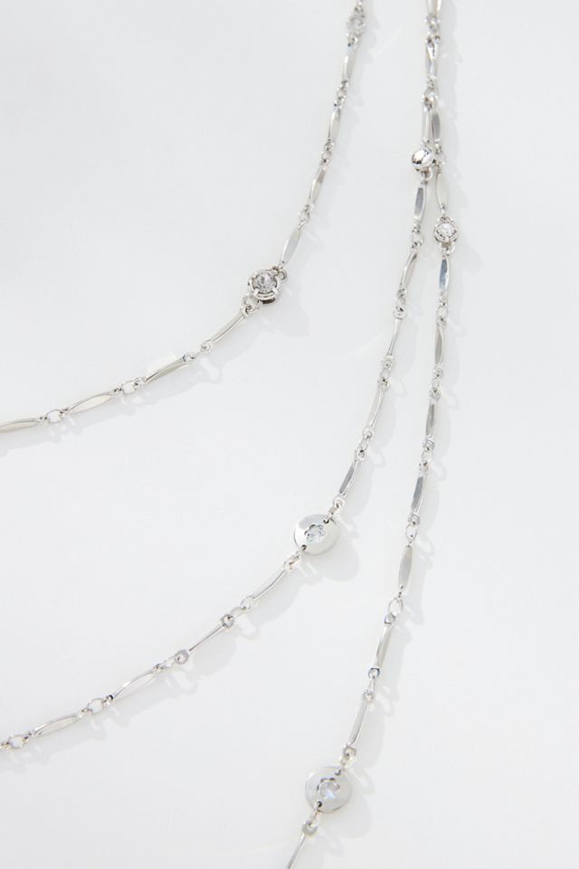Clear Stone Long Layered Necklace #2