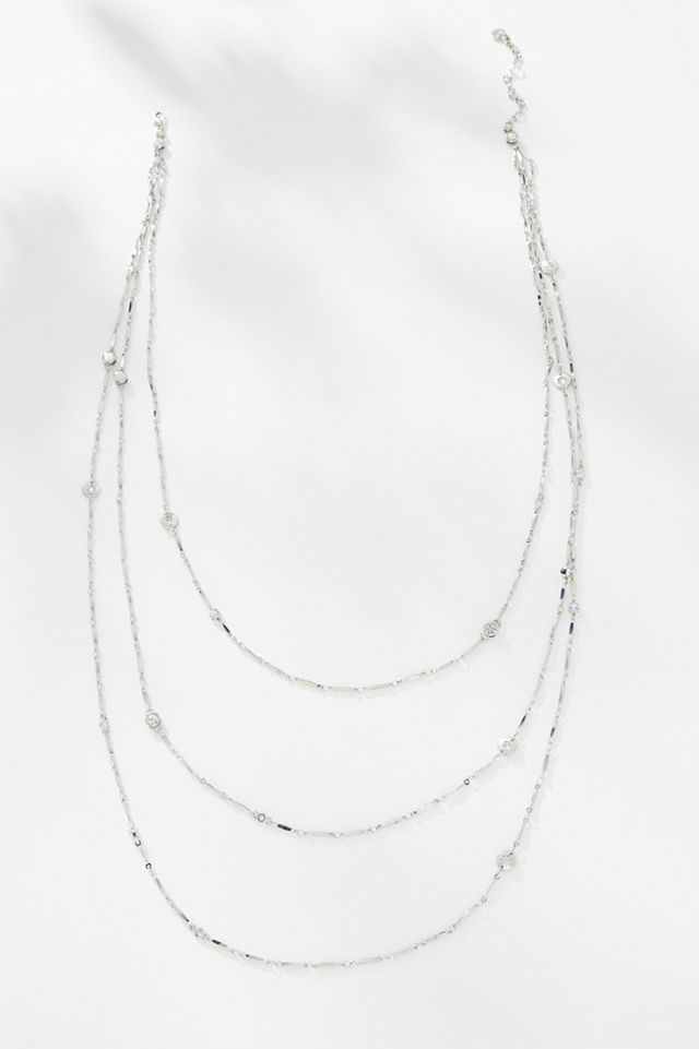 Clear Stone Long Layered Necklace #1