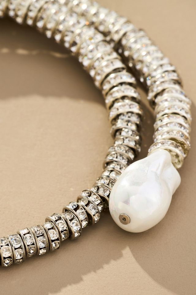 Crystal and Pearl Choker Necklace #3