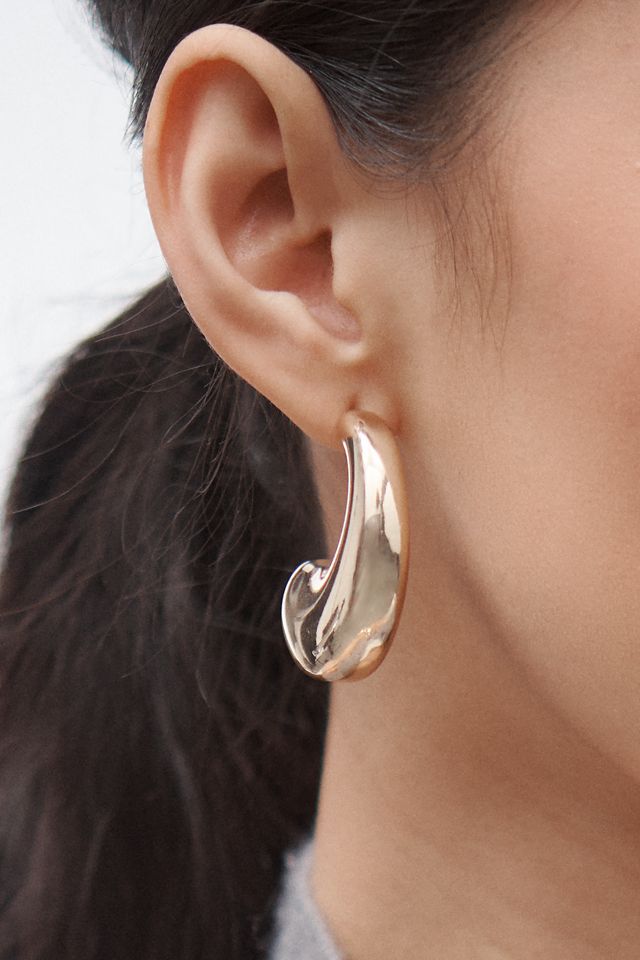 Thick Curved Bean Drop Earrings #2