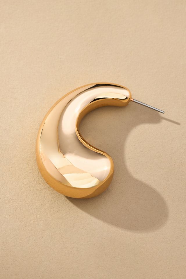 Thick Curved Bean Drop Earrings #4