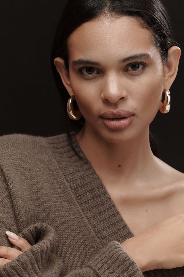 Thick Curved Bean Drop Earrings #1