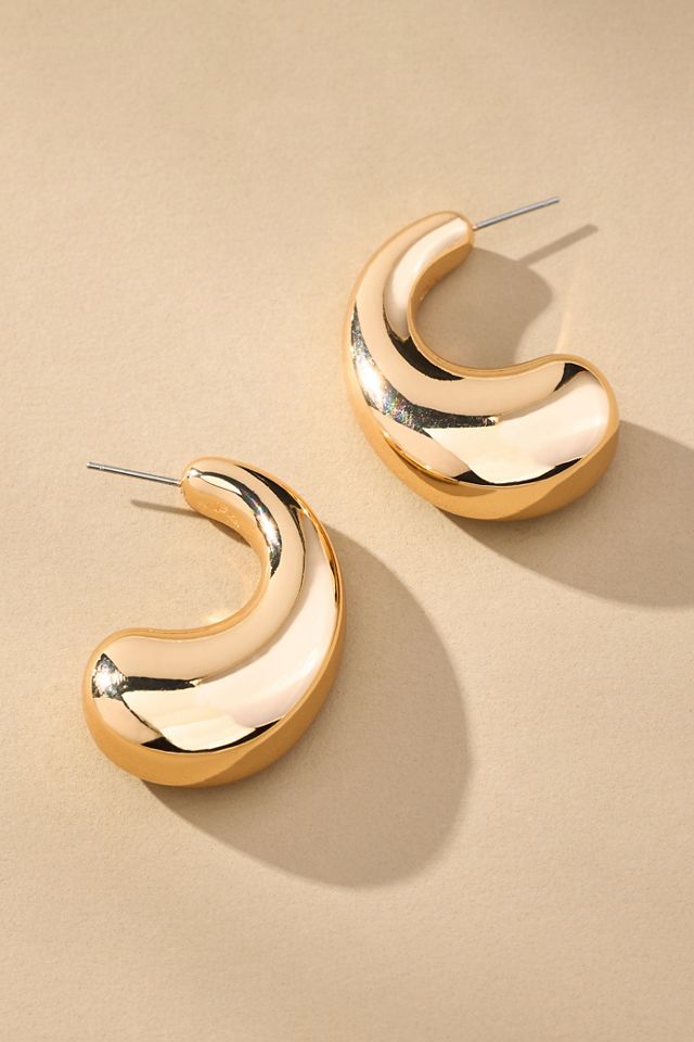 Thick Curved Bean Drop Earrings #3