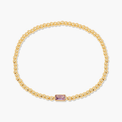 Brook & York Kylie Birthstone Beaded Stretch Bracelet In Purple