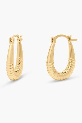 Textured Oval Vermeil Hoop Earrings
