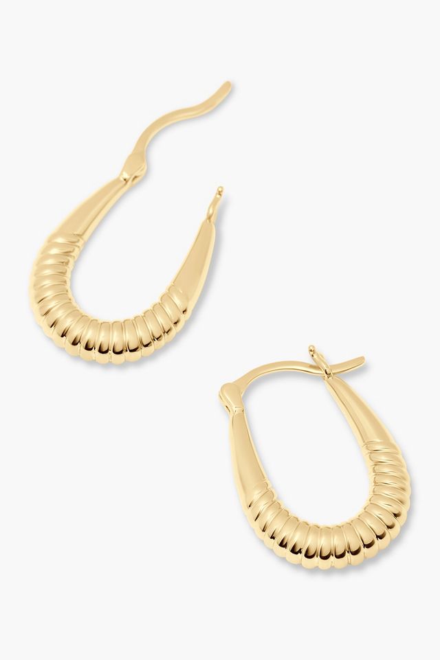 Brook & York Textured Oval Vermeil Hoop Earrings #1