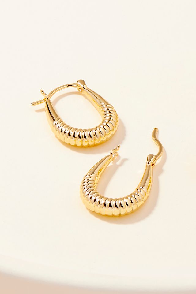 Brook & York Textured Oval Vermeil Hoop Earrings #2