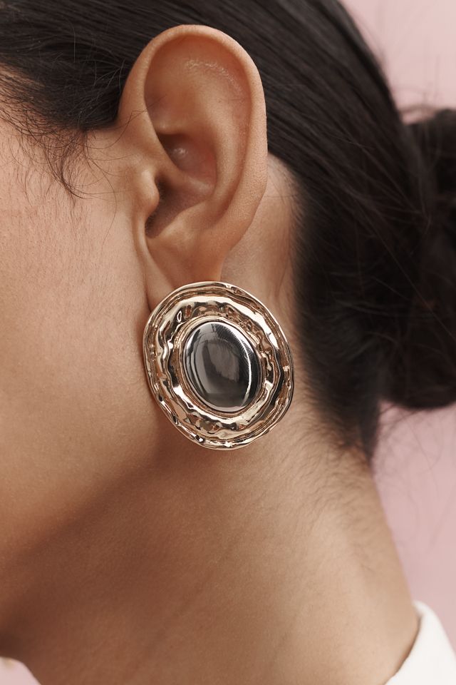 Mixed Metal Oval Post Earrings #2