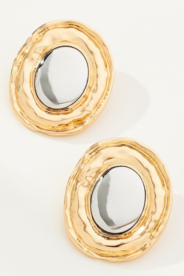 Mixed Metal Oval Post Earrings #3