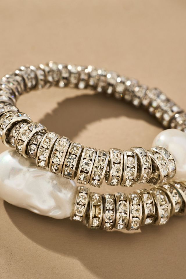 Crystal Pearl Coil Bracelet #1