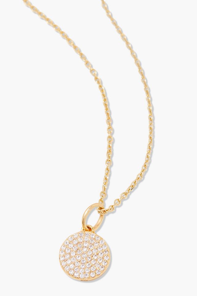 Brook & York Vermeil Pave Disc Pendant Necklace #1