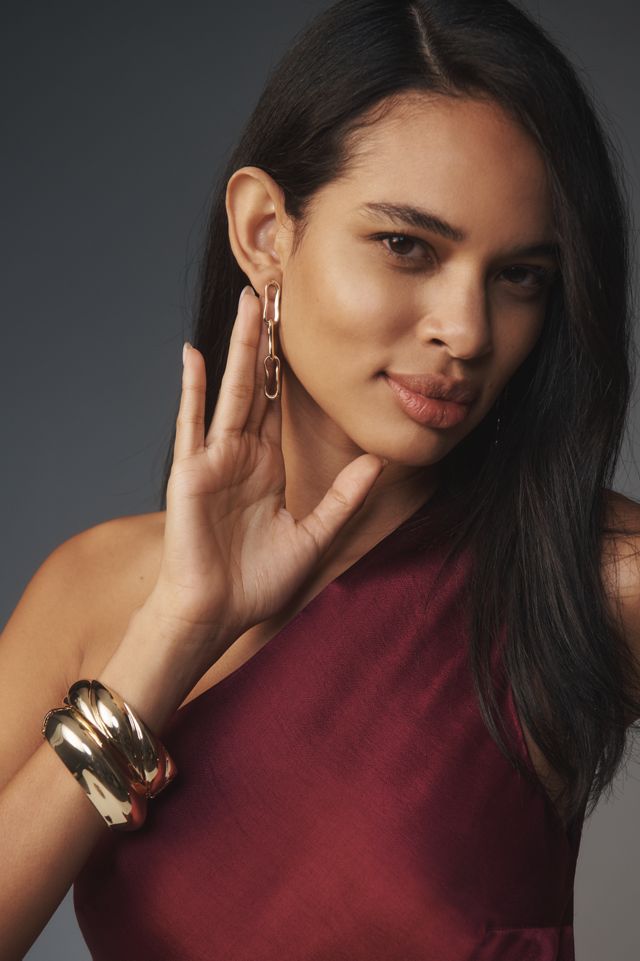 Wavy Linked Drop Earrings #1