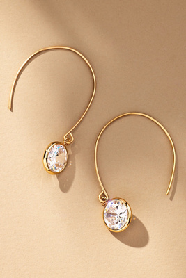 By Anthropologie Thin Crystal Threader Earrings In Gold