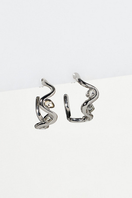 By Anthropologie Serpentine Crystal Earrings In Silver