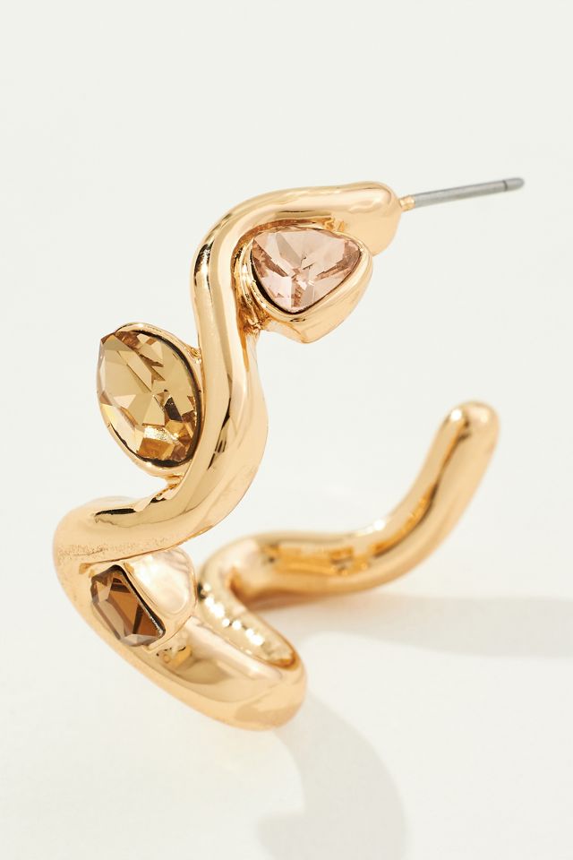 Wavy Stone Hoop Earrings #1