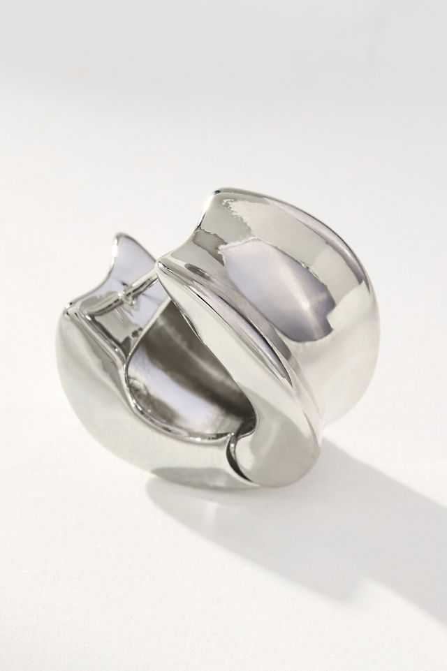 Wide Indented Huggie Hoop Earrings #1