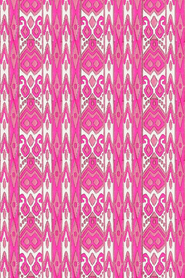 Furbish x Mitchell Black Poppy Pink Ikat Wallpaper #1
