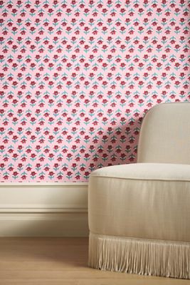 Furbish x Mitchell Black Sabrina Pink Floral Wallpaper