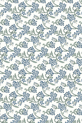Furbish x Mitchell Black Sanibel Blue Floral Wallpaper