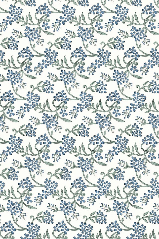 Furbish x Mitchell Black Sanibel Blue Floral Wallpaper #1