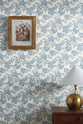 Furbish x Mitchell Black Sanibel Blue Floral Wallpaper
