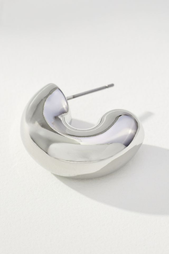 Small Puffed Huggie Hoop Earrings #1