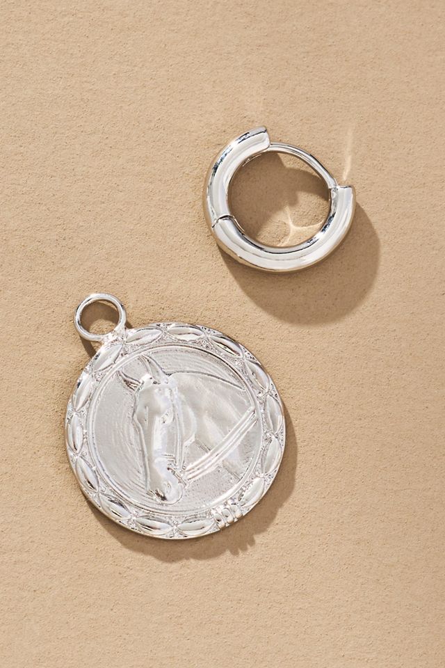 Horsing Around Charm Huggie Hoop Earrings #1