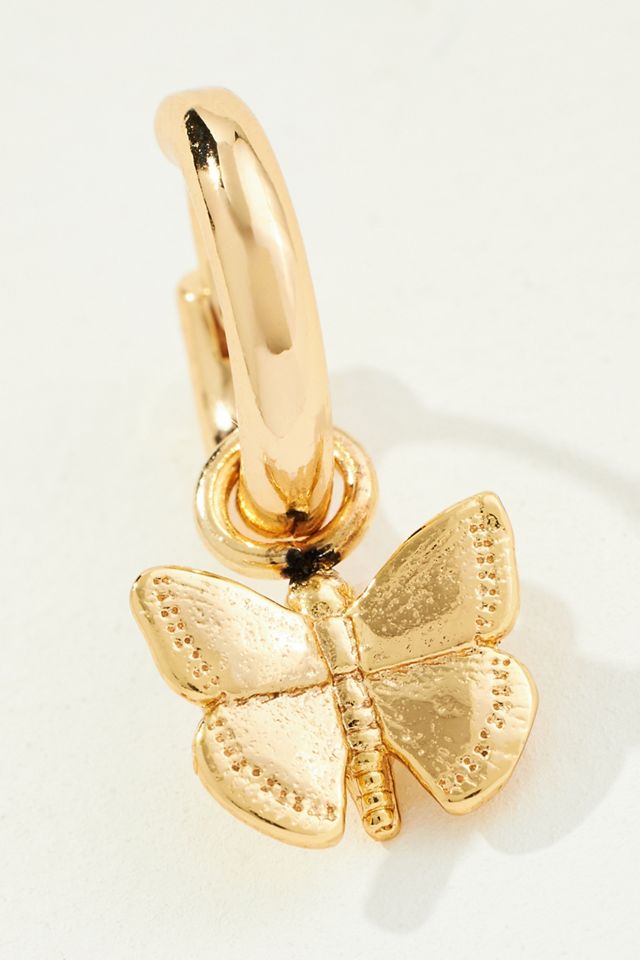 Butterfly Charm Huggie Hoop Earrings #1