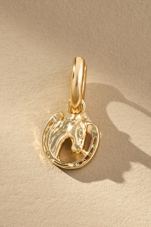 Horseshoe Charm Huggie Hoop Earrings #1