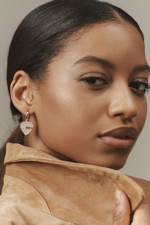 Key To My Heart Charm Huggie Hoop Earrings #1