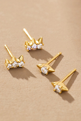 Jackie Mack Crystal Triangle Earrings, Set Of 2 In Gold