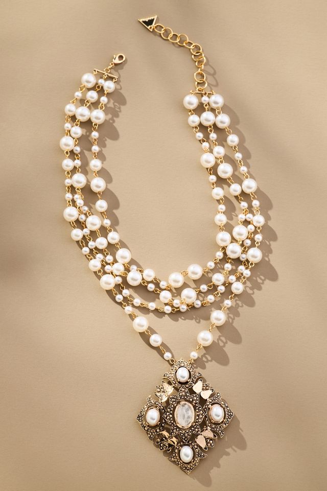Pearl Beaded Layered Necklace #1