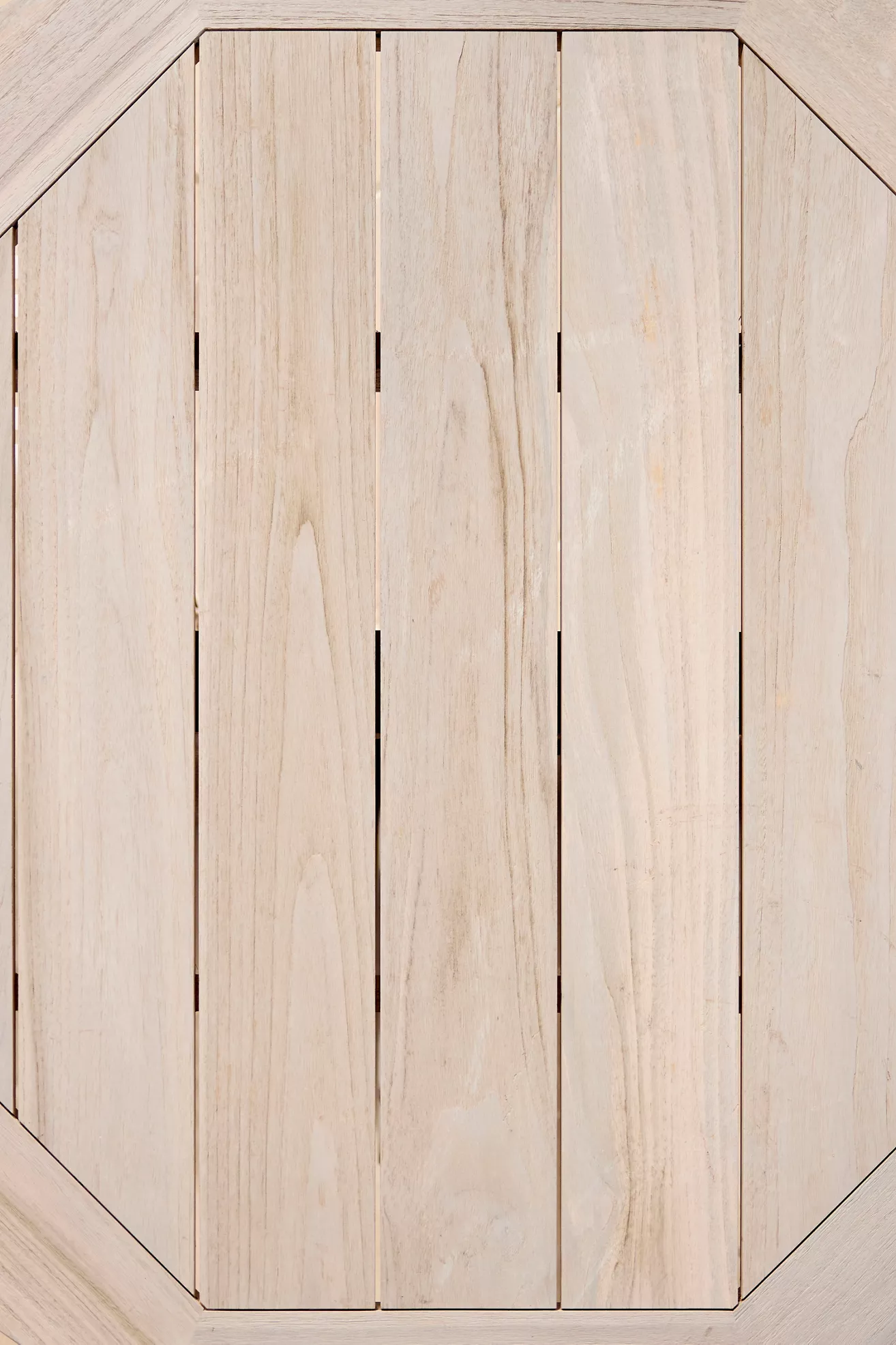 Underside panel view of teak dining table top