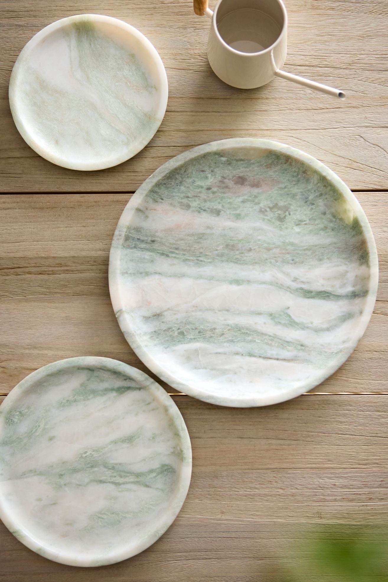 Marble Saucer - Green Pattern, 12"