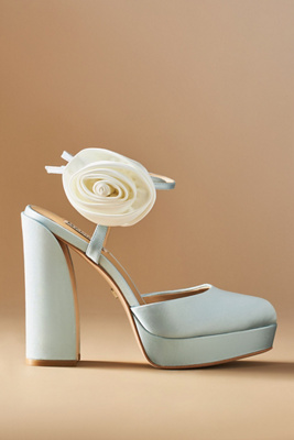 BADGLEY MISCHKA JANESSA ROSETTE PLATFORM HEELS 