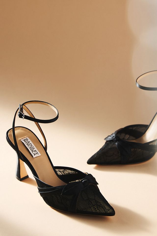 Badgley Mischka Josie Satin Lace Pointed-Toe Heels #1