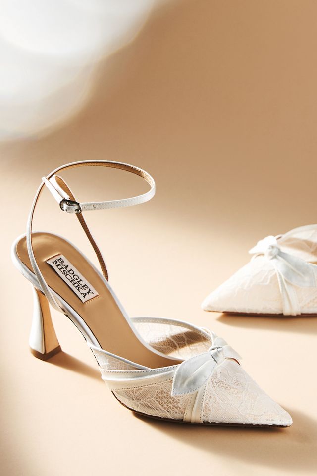 Badgley Mischka Josie Satin Lace Pointed-Toe Heels