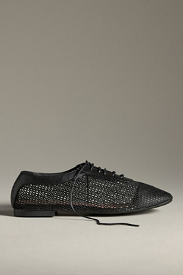 Pretty Ballerinas Carla Oxford Flats In Black