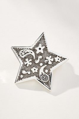 By Anthropologie Western-theme Filigree Brooch In Silver