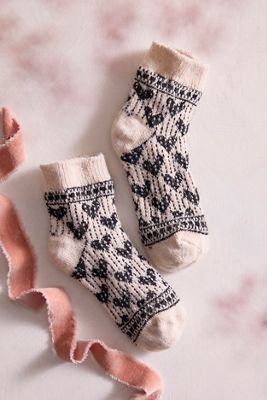 Hearts Wool Quarter Crew Socks