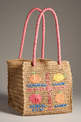 Damson Madder Raffia Fruit Tote In Beige
