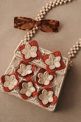 Appliqué Raffia Bag