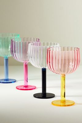 ANTHROPOLOGIE RAQUEL SCALLOP ACRYLIC WINE GLASSES, SET OF 4 